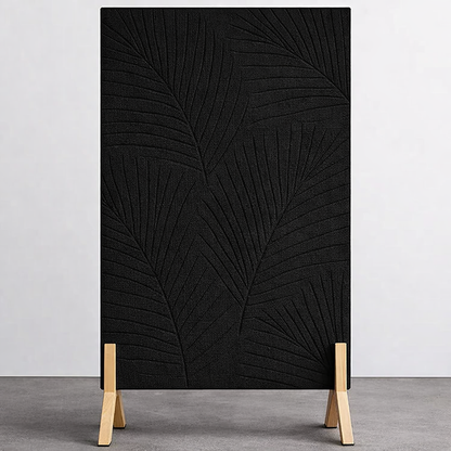 Palm Leaf Freestanding Grooved Acoustic Panel in Black