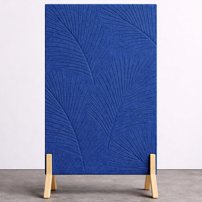 Palm Leaf Freestanding Grooved Acoustic Panel in Cornflower