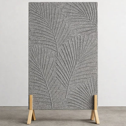 Palm Leaf Freestanding Grooved Acoustic Panel in Dark Silver