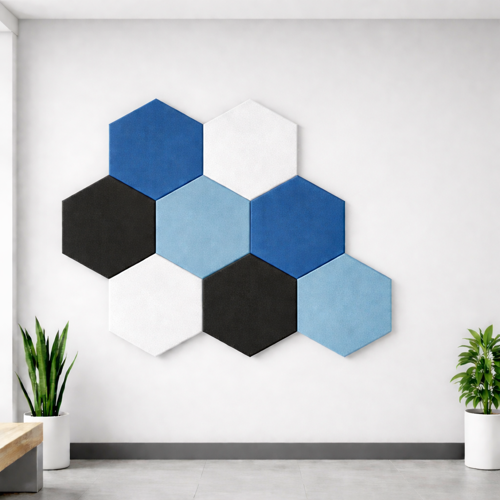 Hexagon Acoustic Wall Tiles in Blue