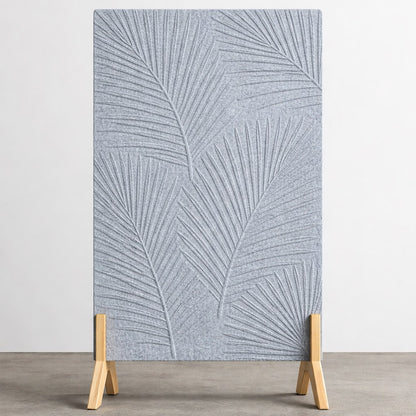 Palm Leaf Freestanding Grooved Acoustic Panel in Light Grey