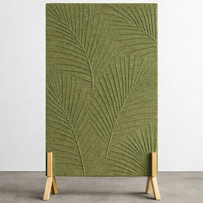 Palm Leaf Freestanding Grooved Acoustic Panel in Olive Green