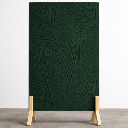Palm Leaf Freestanding Grooved Acoustic Panel in Pine Green