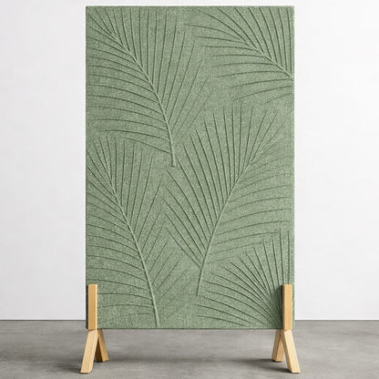 Palm Leaf Freestanding Grooved Acoustic Panel in Sage Green