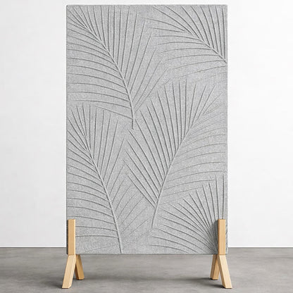 Palm Leaf Freestanding Grooved Acoustic Panel in Silver Grey