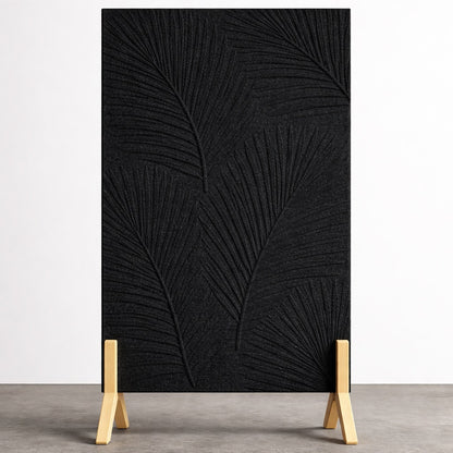 Palm Leaf Freestanding Grooved Acoustic Panel in Slate Grey