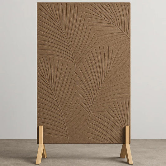 Palm Leaf Freestanding Grooved Acoustic Panel in Wheat